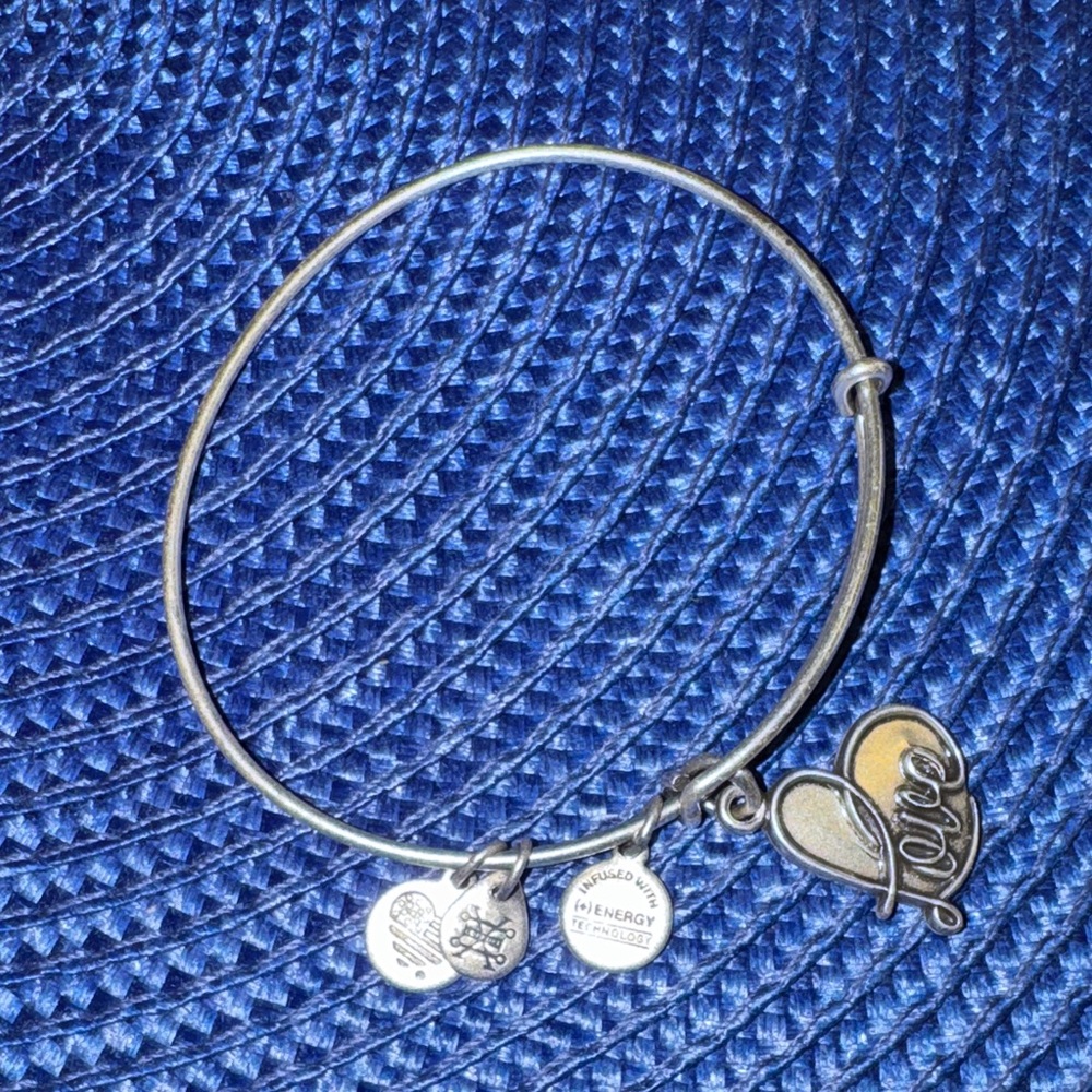 Alex and Ani Silver Bracelet with Heart Charm plus 3.